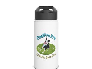 Custom Pet Water Bottle for Dog Lovers, DJ dance lighting = Fun party Fetch dog Stainless Steel Travel Mug for Outdoors, Personalized Gift, Hydration FlaskolPro Pro