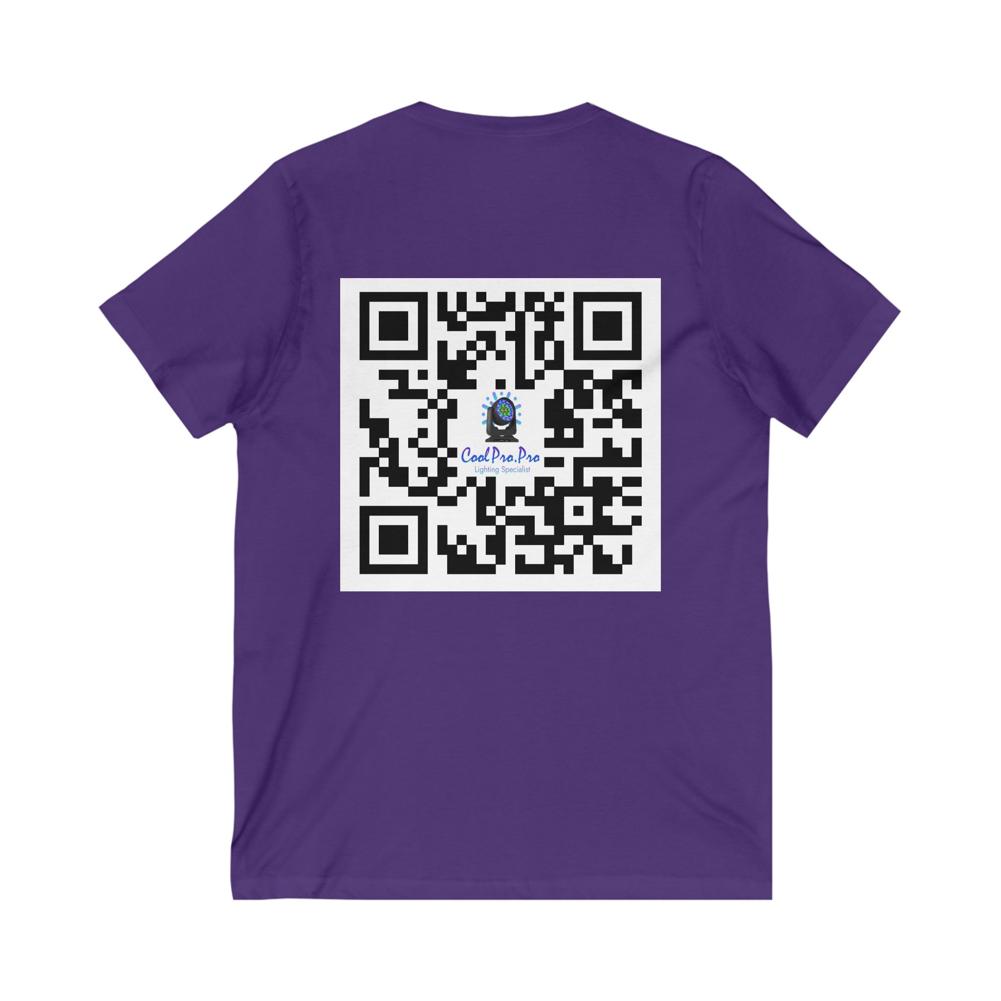 Cool Pro V-Neck Tee, Unisex Pro-Casual T-Shirt, DJ Rave Dance Lover Gift, QR Code Art w Fun intelligent light Logo Design Tee, Trendy Gift Idea - Image 22