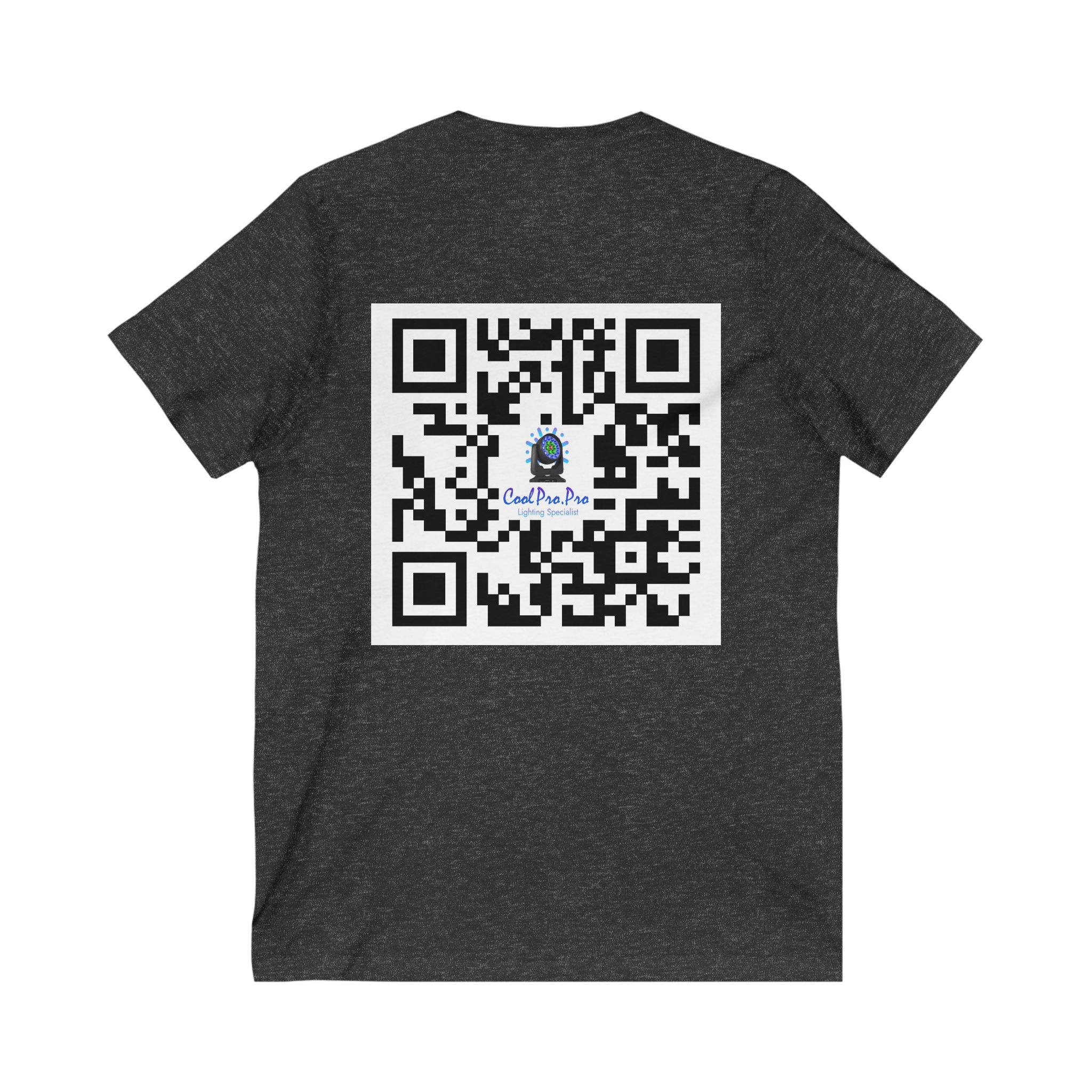 Cool Pro V-Neck Tee, Unisex Pro-Casual T-Shirt, DJ Rave Dance Lover Gift, QR Code Art w Fun intelligent light Logo Design Tee, Trendy Gift Idea - Image 18