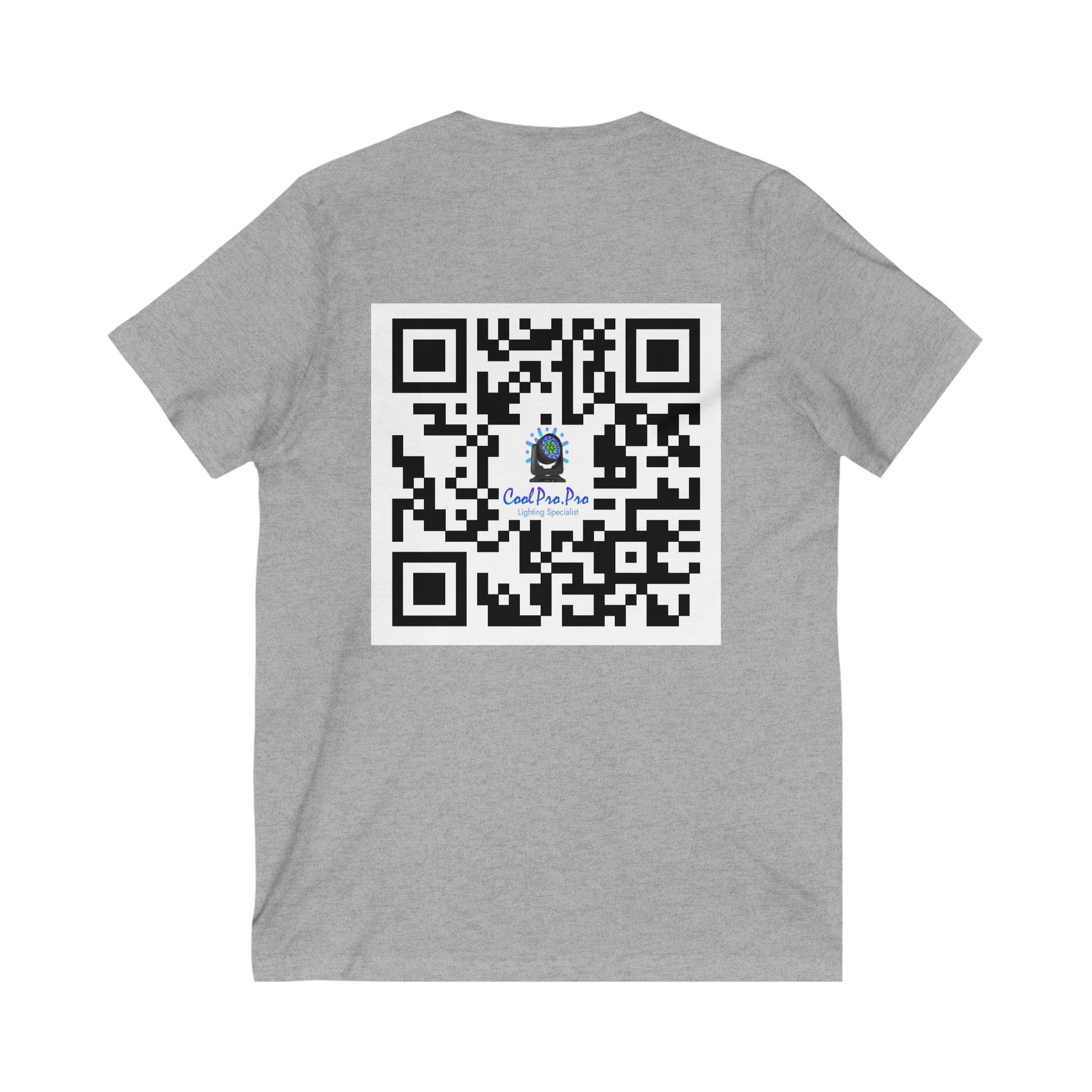 Cool Pro V-Neck Tee, Unisex Pro-Casual T-Shirt, DJ Rave Dance Lover Gift, QR Code Art w Fun intelligent light Logo Design Tee, Trendy Gift Idea - Image 10