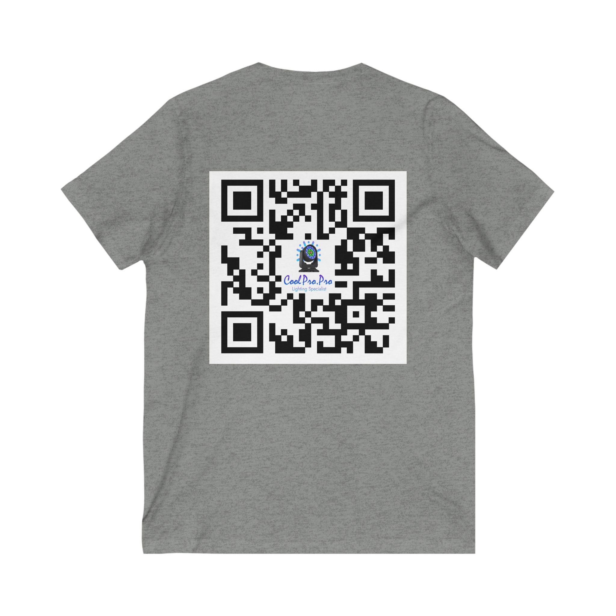 Cool Pro V-Neck Tee, Unisex Pro-Casual T-Shirt, DJ Rave Dance Lover Gift, QR Code Art w Fun intelligent light Logo Design Tee, Trendy Gift Idea - Image 6