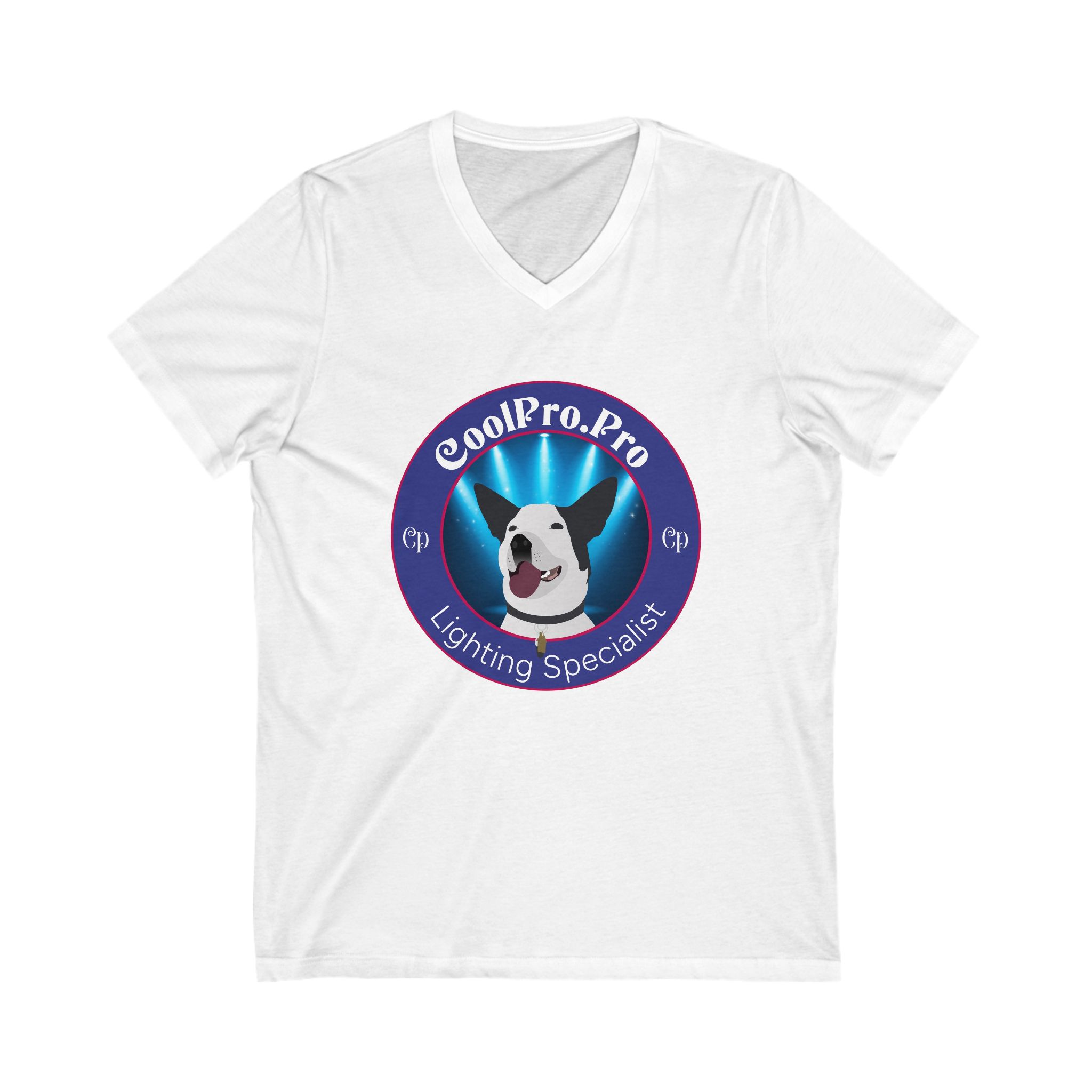 Cool Pro Lighting Specialist Tee, Funny Dog Lover Shirt, DJ-Dance Party V neck Tee, uni sex Fun Rave DJ Dog Tee shirt Gift for Lighting Technicians, Unisex V-Neck T-Shirt, Casual Everyday Wear