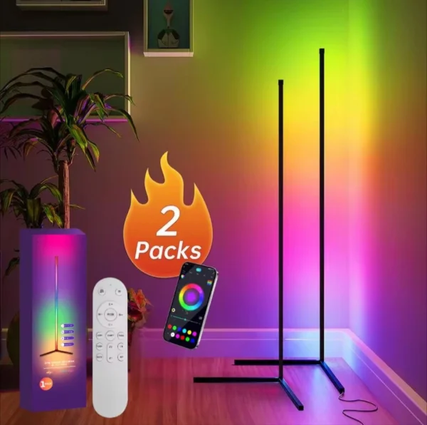 CP Deluxe Corner Standing RGB Lights-2 Pack with Remote Control.