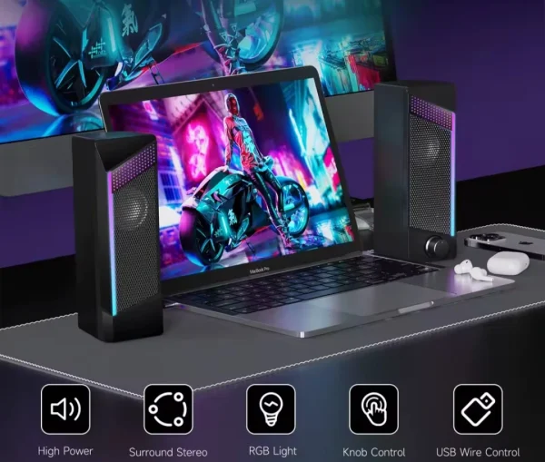 Wired RGB LED Speakers combo Sounbar