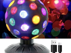 Spinning Disco Ball DJ Party Decor Light w/Adjustable Speed & Brightness