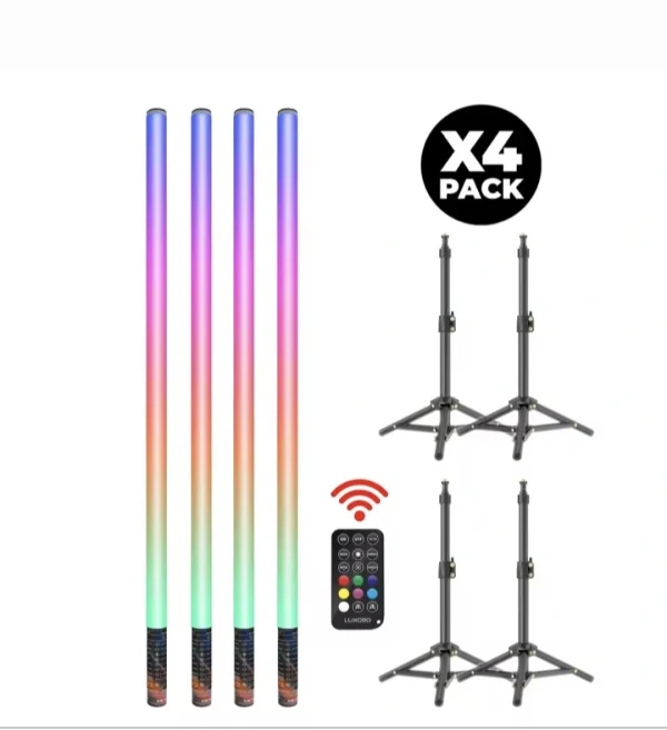LUXCEO 4xPc Standing DJ Smart Atmospheric RGB Light Tubes.
