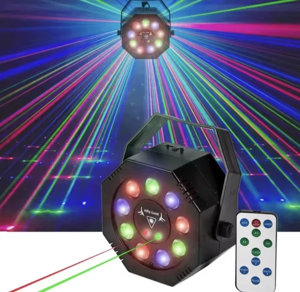 DJ Party LED Par Light plus Lasers, Flash & Smart Remote
