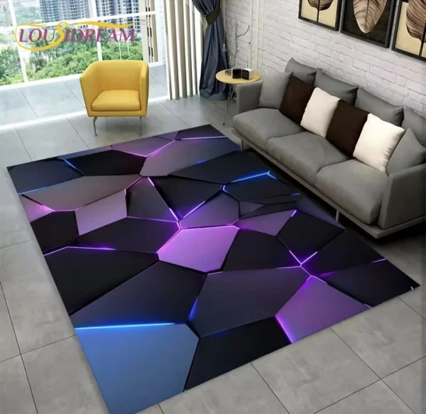 Full 3D RGB Modern Geometric Illusion Smart Area Rug.