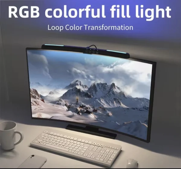 Hanging curved monitor Desk Lamp. Dimmable plus RGB Backlight