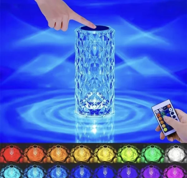 LED Crystal Deco Touch Lamp w/ Remote colors & FX