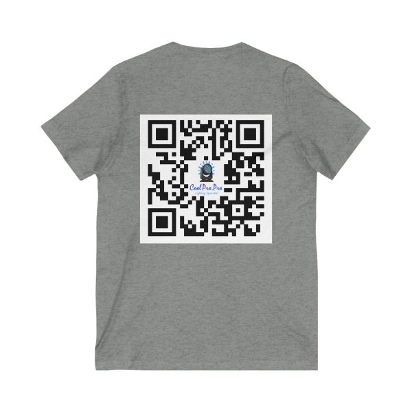 Cool Pro V-Neck Tee, Unisex Pro-Casual T-Shirt, DJ Rave Dance Lover Gift, QR Code Art w Fun intelligent light  Logo Design Tee, Trendy Gift Idea - Image 6