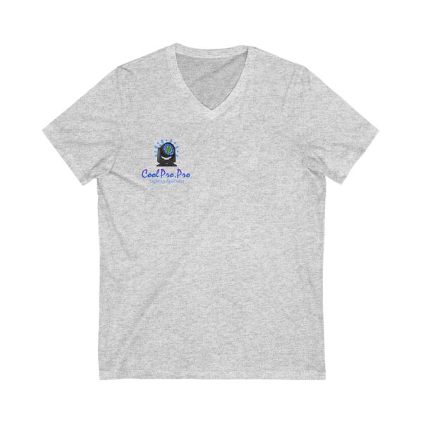Cool Pro V-Neck Tee, Unisex Pro-Casual T-Shirt, DJ Rave Dance Lover Gift, QR Code Art w Fun intelligent light  Logo Design Tee, Trendy Gift Idea - Image 3