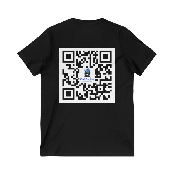 Cool Pro V-Neck Tee, Unisex Pro-Casual T-Shirt, DJ Rave Dance Lover Gift, QR Code Art w Fun intelligent light  Logo Design Tee, Trendy Gift Idea - Image 8