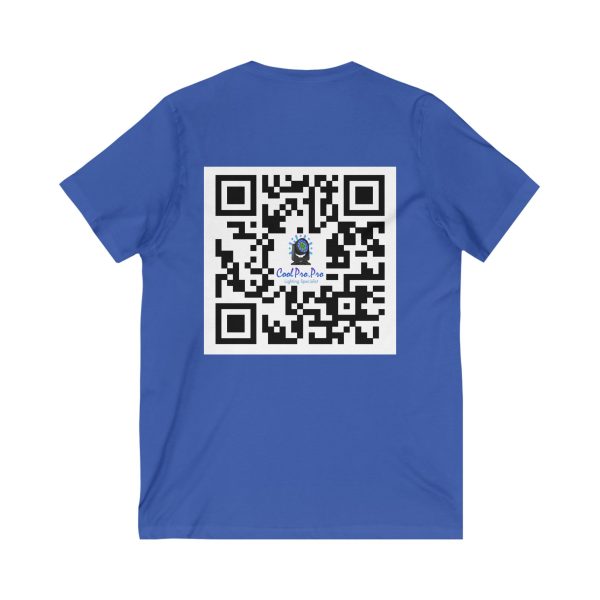 Cool Pro V-Neck Tee, Unisex Pro-Casual T-Shirt, DJ Rave Dance Lover Gift, QR Code Art w Fun intelligent light  Logo Design Tee, Trendy Gift Idea - Image 12