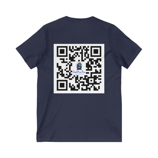Cool Pro V-Neck Tee, Unisex Pro-Casual T-Shirt, DJ Rave Dance Lover Gift, QR Code Art w Fun intelligent light  Logo Design Tee, Trendy Gift Idea - Image 20