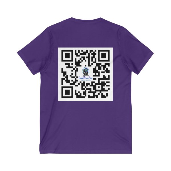 Cool Pro V-Neck Tee, Unisex Pro-Casual T-Shirt, DJ Rave Dance Lover Gift, QR Code Art w Fun intelligent light  Logo Design Tee, Trendy Gift Idea - Image 22