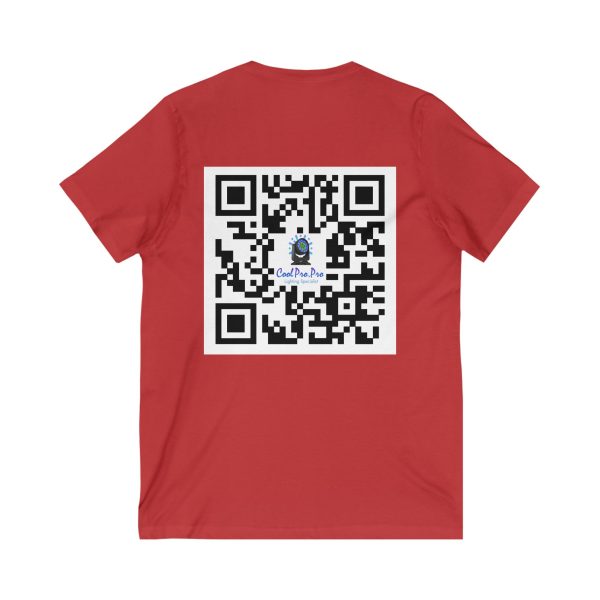 Cool Pro V-Neck Tee, Unisex Pro-Casual T-Shirt, DJ Rave Dance Lover Gift, QR Code Art w Fun intelligent light  Logo Design Tee, Trendy Gift Idea - Image 24