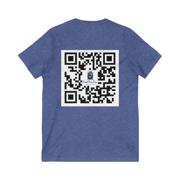 Cool Pro V-Neck Tee, Unisex Pro-Casual T-Shirt, DJ Rave Dance Lover Gift, QR Code Art w Fun intelligent light  Logo Design Tee, Trendy Gift Idea - Image 14
