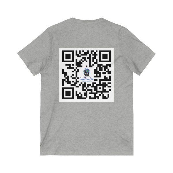 Cool Pro V-Neck Tee, Unisex Pro-Casual T-Shirt, DJ Rave Dance Lover Gift, QR Code Art w Fun intelligent light  Logo Design Tee, Trendy Gift Idea - Image 10